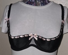 Agent Provocateur Black Rare Bra With Baby Pink Ribbon Size 36D