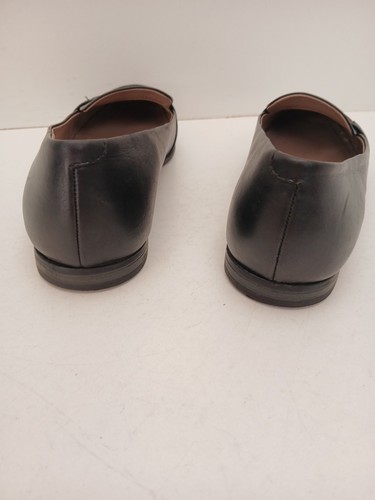 M&S size 7.5 Footglove Ladies Flat Slip On Black Leather Shoes Cushioned Footbed - Picture 17 of 20