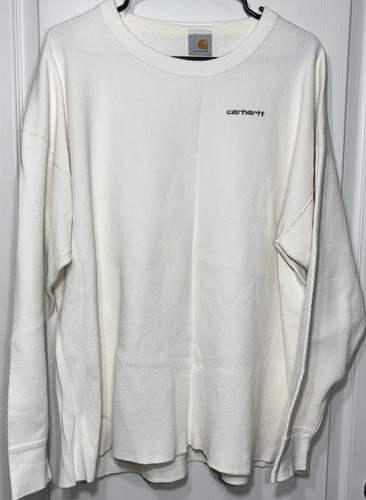 Vintage men’s Carhartt Thermal waffle knit Long Sleeve cream size 4XL