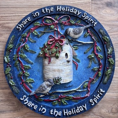 Kathy Hatch Painted Holiday Hanging on Slate Share in the Holiday Spirit Birds