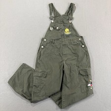 Vintage 90s Tweety Bird Youth Overalls Girls Sz 10 Looney Tunes Green Cargo