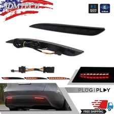 Smoked LED Bumper Reflector Lights For Tesla Model Y, Tail/Brake/Sequential Turn
