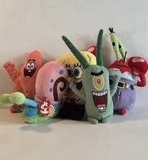 Spongebob Squarepants Characters Ty Beanie Babies Lot of 5