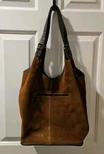 Preston & York Brown Suede Leather Large Shoulder Bag Handbag Purse Tote