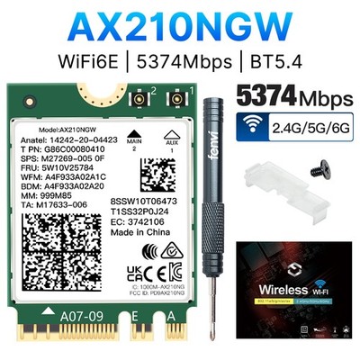 Intel AX210NGW Wireless Card M.2 WiFi 6E Tri-Band 802.11AX BT5.4 Network Adapter