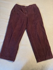 L.L. Bean Womens Corduroy Pants Burgundy High Rise Tapered Vintage Size 16 Pet