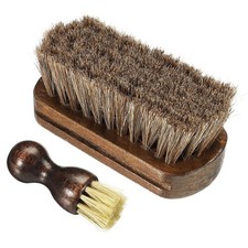 2Pack Horsehair Shoes Brush Mini Polish Daubers for Leather Boots Brown