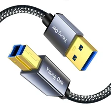 3 ft Nylon Braided USB 3.0 A to USB B Printer Cable for Docking Station HDD