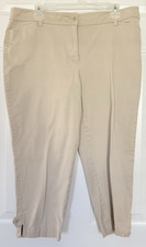 Talbots Petite 14P Tan Khaki Perfect Crop Pants Cotton 21.5" Inseam Button Ankle