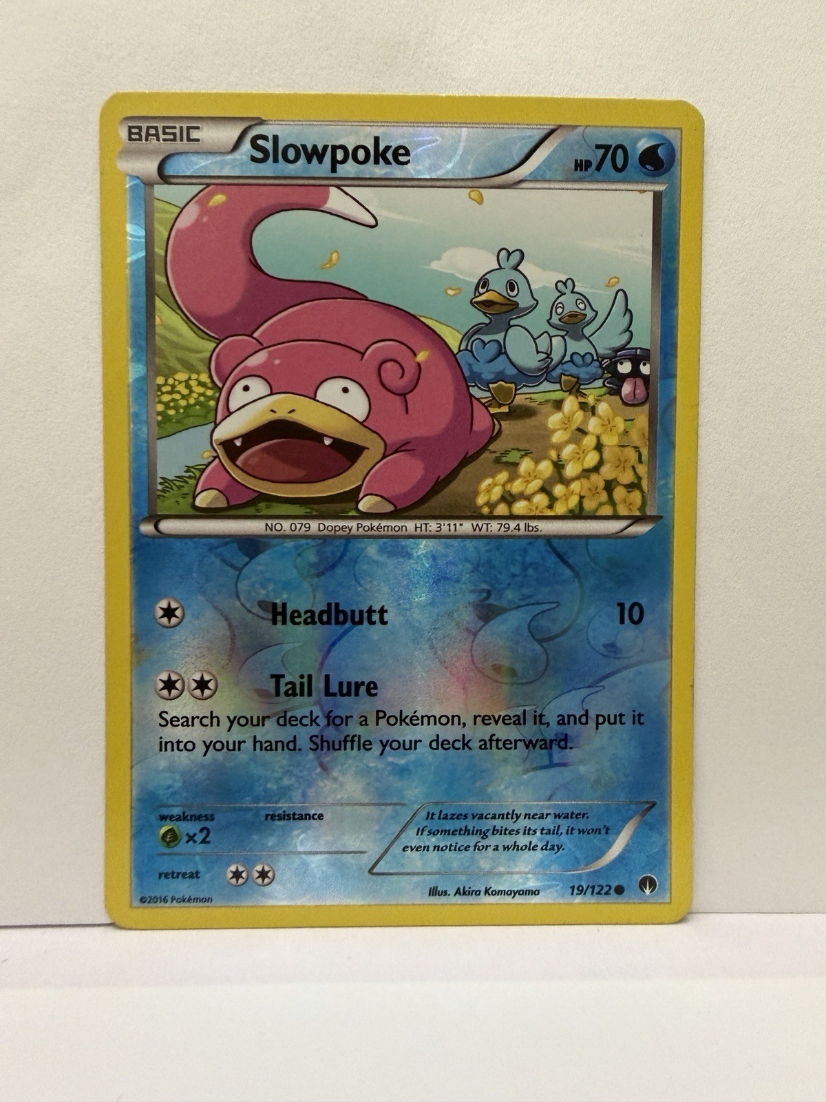 2016 POKEMON SLOWPOKE 19/122 - X Y BREAKPOINT -COMMON-REVERSE HOLO LP/MP