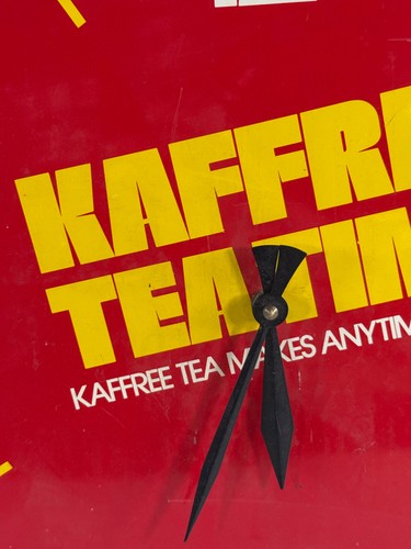 vtg 70s 80s Kaffree Tea Time Advertising Metal Wall Clock - Picture 6 of 10