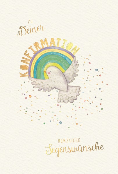 Konfirmation GlüCkwunschkarte Mit Umschlag Skorpion´S Art Taube, Regenbogen, Nat-image