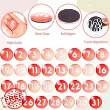 Magnetic Numbers 1-31 Calendar Glass Magnets Fridge Orange Gradient