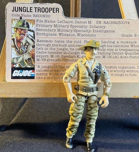 Vintage 1984 G.I. Joe ARAH Recondo Jungle Trooper 3.75” File Card New O-Ring
