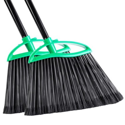 2 Heavy Duty Brooms Long Handle Indoor Outdoor Set Sweeping Floor