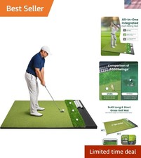 Golf Hitting Mat with Ball Tray 5x4ft - 6x4ft Dual-Turf Practice Mat for Indo...