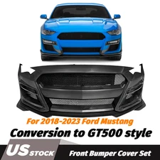 Front Bumper Cover Grille Lip Conversion GT500 Style Fit 2018-2023 Ford Mustang