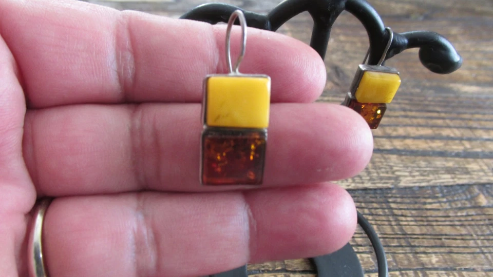 Pendiente ámbar vintage plata 925 Foto 2 de 4