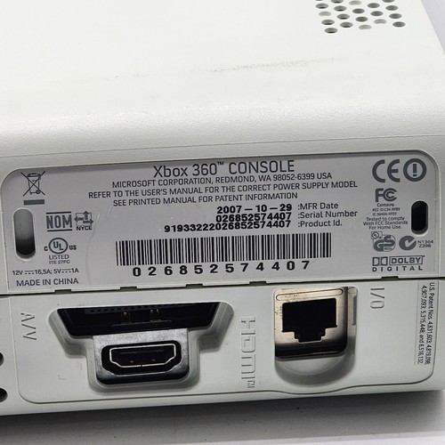 Consola Microsoft Xbox 360 Red Ring of Death RROD solo blanca sin disco duro - Imagen 12 de 12