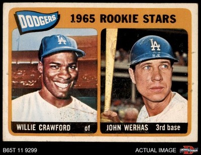 1965 Topps #453 Willie Crawford / John Werhas Dodgers RCs RC 3.5 - VG+