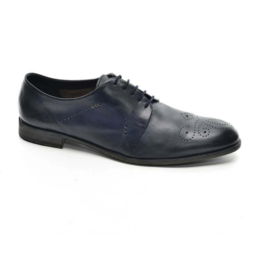 Men Fratelli Rossetti Navy Leather Perforated Oxford 11 10429_93bc33f2-0df1-481b-a657-  main image 4