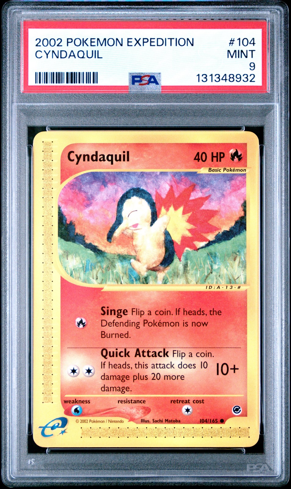 2002 POKEMON EXPEDITION #104 CYNDAQUIL PSA 9