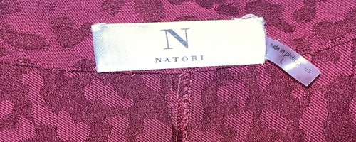 N Natori 2 Piece Set Jacket Sz Large Pants Sz 14 Leopard Print Burgundy - Picture 11 of 14