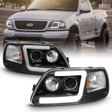 Per Ford F150 97-02 Spedizione Nero 1997-2003 Faro Proiettore Tubo LED...