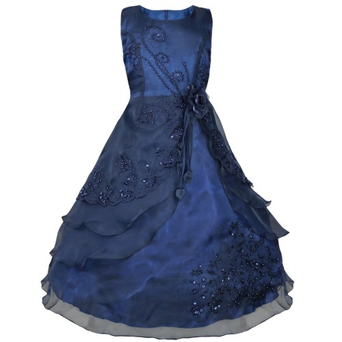 US Girl Flower Dress Princess Kids Pageant Wedding Bridesmaid Ballroom Prom Gown - Picture 70 of 89