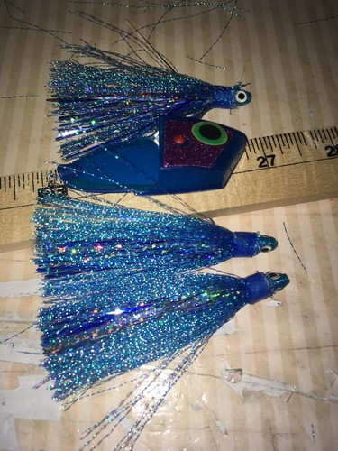 High Percentage Salmon Trolling Bait/Meat Rigs- Hyper Vis UV Glow Blue - 第 1/4 張圖片