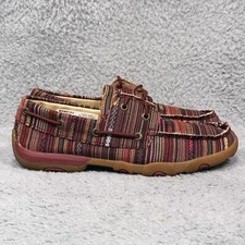 Twisted X Driving Mocs Womens Size 7 Boat Shoes Multi Red Comfort WDM0103
