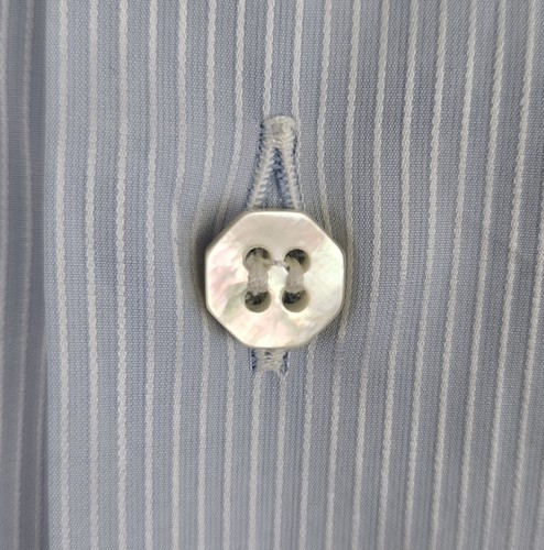 Stefano Ricci Dress Shirt Icy Blue Textured Self Stripe French Cuffs Size 41/16 - Picture 8 of 23