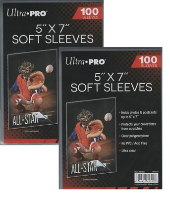 200 ULTRA PRO 5''x7'' PREMIUM SOFT SLEEVES Fit Topload Photo Clear Poly No PVC 5x7