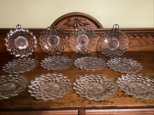 12 Fostoria American(2056) Clear 7" Salad Plates #549 Vintage