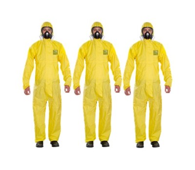 Lot/3 Alphatec Ansell 2300 PLUS Taped Hooded Coverall Medium Microchem Model 132