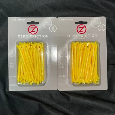 Zero Friction Performance Golf Tees 2 3/4" Three Prong (2 Packs of 50) Yellow
