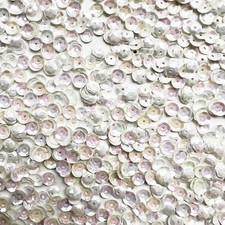 5mm Cup Sequins White Rainbow Iris Shiny Opaque Medium Hole Made in USA