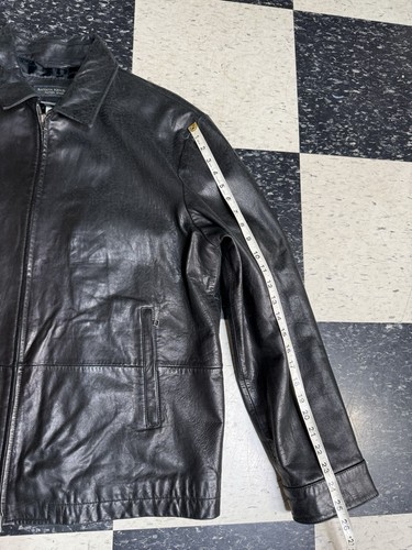 Vintage Y2K Banana Republic Black Leather Bomber Jacket Men’s Size XL - Picture 6 of 8