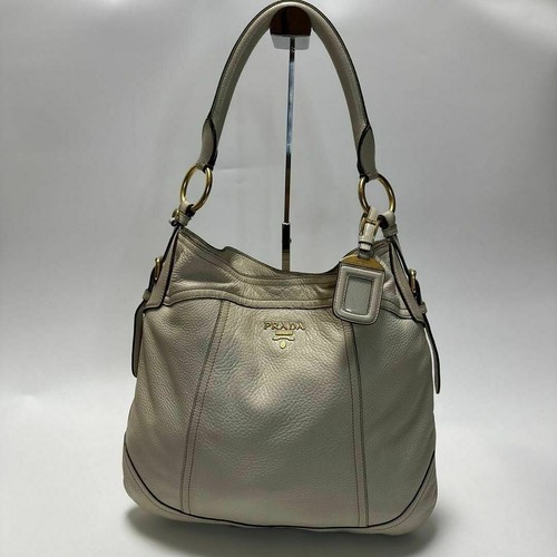 PRADA Shoulder Bag Vitello Leather Beige - Picture 2 of 24