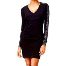 GUESS Women's Studded Ruched Sheath Dress Black Size 2