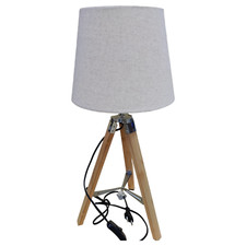 Atmosphera Lampe beige braun mit Bambusstativ Höhe 58 cm Durchmesser 28 cm