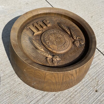 ヴィンテージ  Lite Beer 飾り壁掛け Vintage Miller Lite beer sign wall tacker barrel head topper
