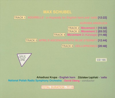 MAX SCHUBEL: AQUIRELLE; AURORA ANGELICA; APRIL'S ASCENSION INTO BLUE ETERNITY; C