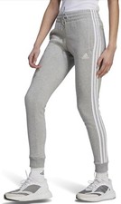 ADIDAS Women  s 3-Stripes Fleece Cuffed Pants IL3282 Gray Heather Size Large NWT