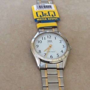 Q\u0026Q by Citizens Watch Easy to Read White Dial Two Tone Linked Band WR Brand  New! | eBay