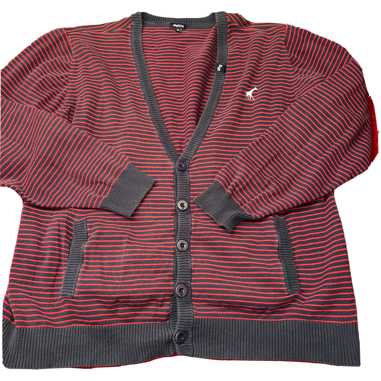 V Neck KNIT Button Sweater Giraffe Logo 