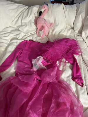 Hot Pink Flamingo Chasing Fireflies Halloween Costume Dress Bow Feathers |  eBay