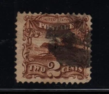 1869 Post Horse & Rider Sc 113 used 2c brown single CV $80 fault (33