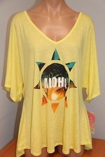 NWT Miken Swim Swimsuit Bikini Cover Up Dress Tunic Size M Yellow Aloha
