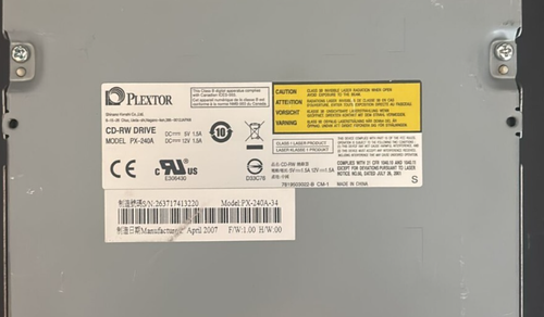 Plextor PX-240A-34 INTERNAL 52x32x52 IDE CD-RW Drive - Picture 6 of 6